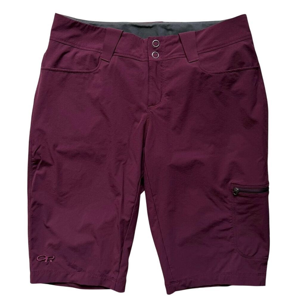 Outdoor Research Hiking Shorts Burgundy Performance Trail Zip Pocket Size 8